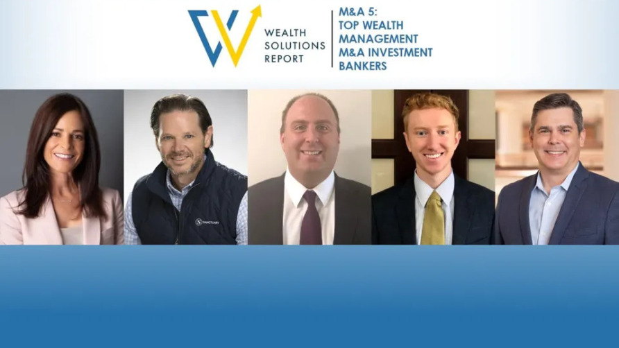 Group photo of professionals featured in Wealth Solutions Report for top wealth management and investment banking.