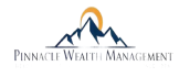 Logo of Pinnacle Wealth Management showing stylized mountains and a sun.